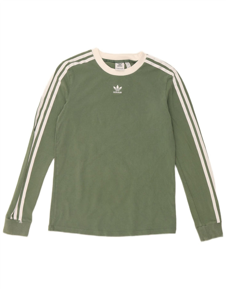 Maglia ADIDAS da donna a manica lunga UK 10 piccola in cotone verde