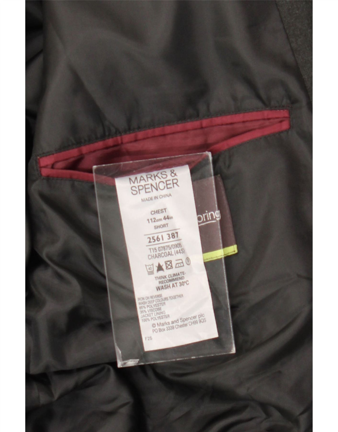 Giacca blazer corta da uomo Marks & Spencer a 2 bottoni UK 44 XL poliestere grigio