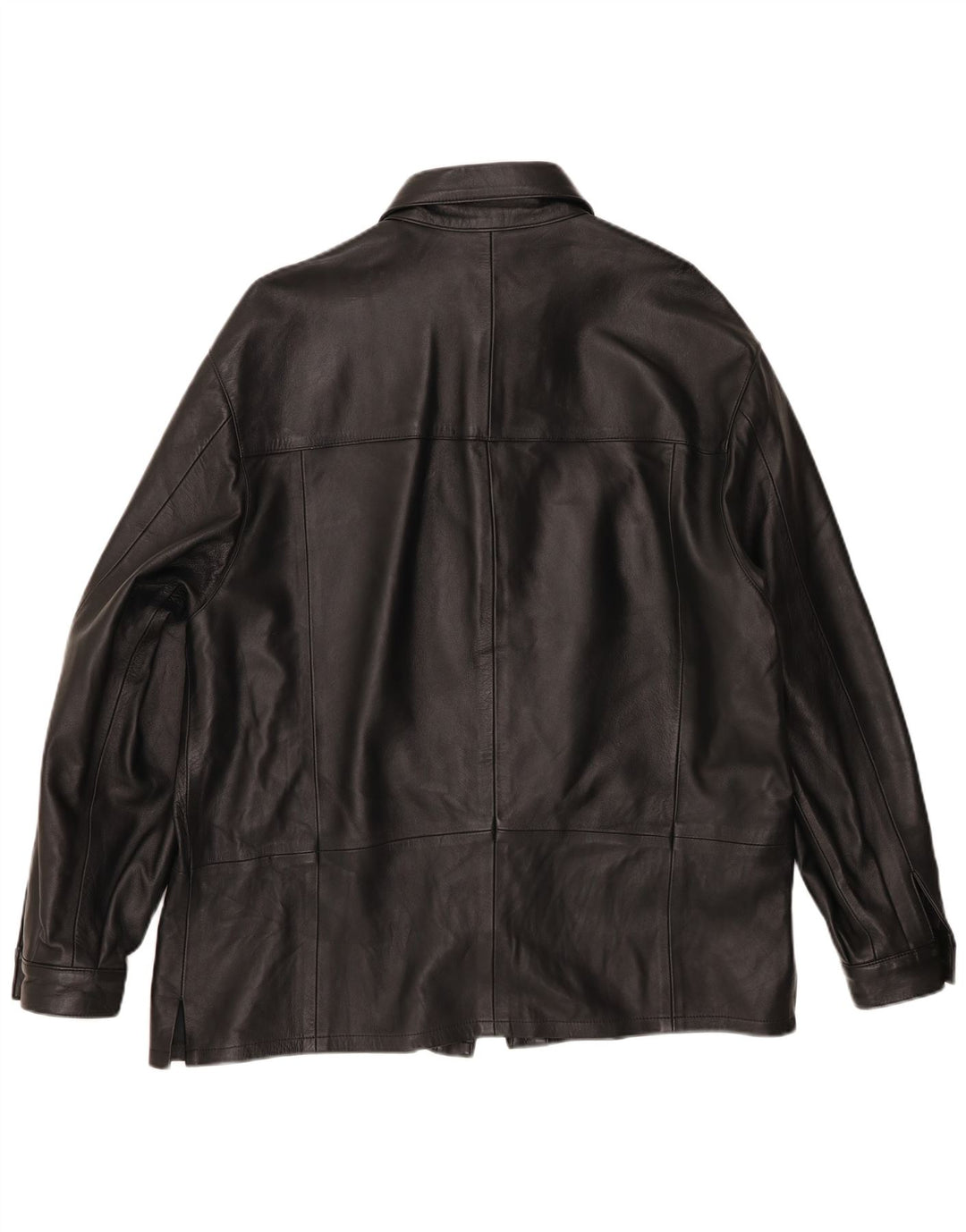 Camicia in pelle da uomo vintage overshirt XL nera