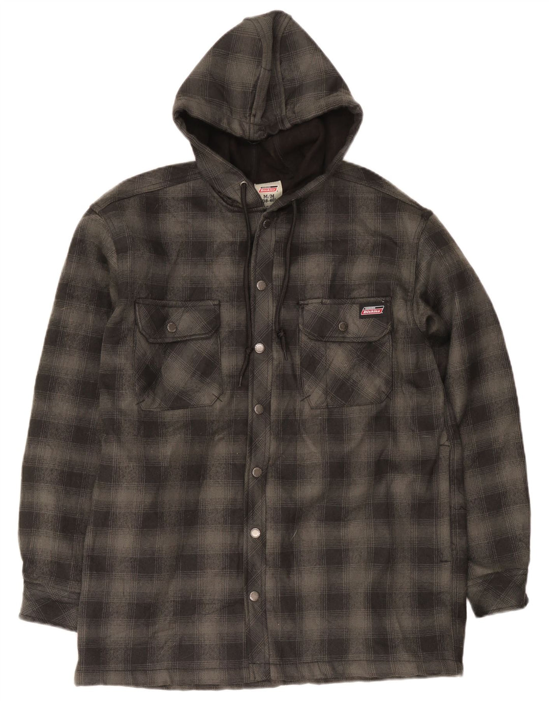 Dickies Camicia da boscaiolo con cappuccio da uomo UK 38/40 Poliestere a quadri grigio medio