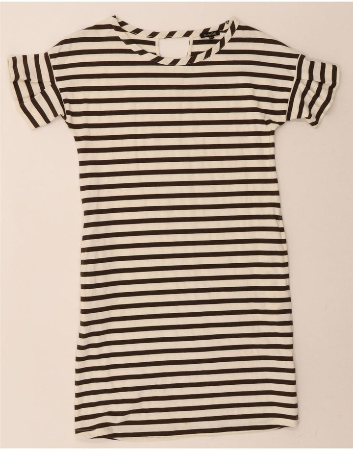 MASSIMO DUTTI Womens Shift Dress UK 6 XS White Striped Cotton Vintage Massimo Dutti and Second-Hand Massimo Dutti from Messina Hembry 