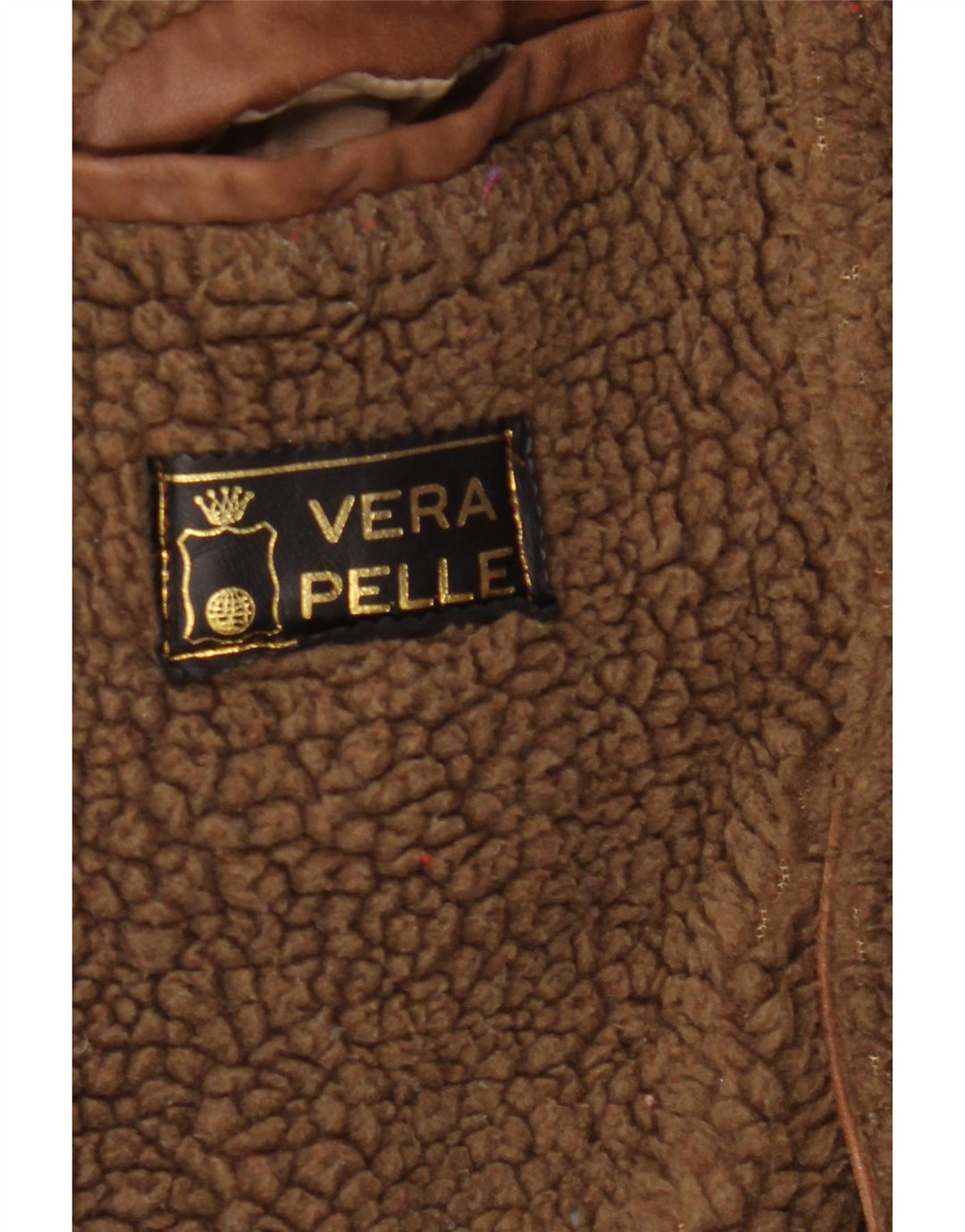 Giacca Sherpa in pelle da uomo vintage UK 38 Pelle marrone medio