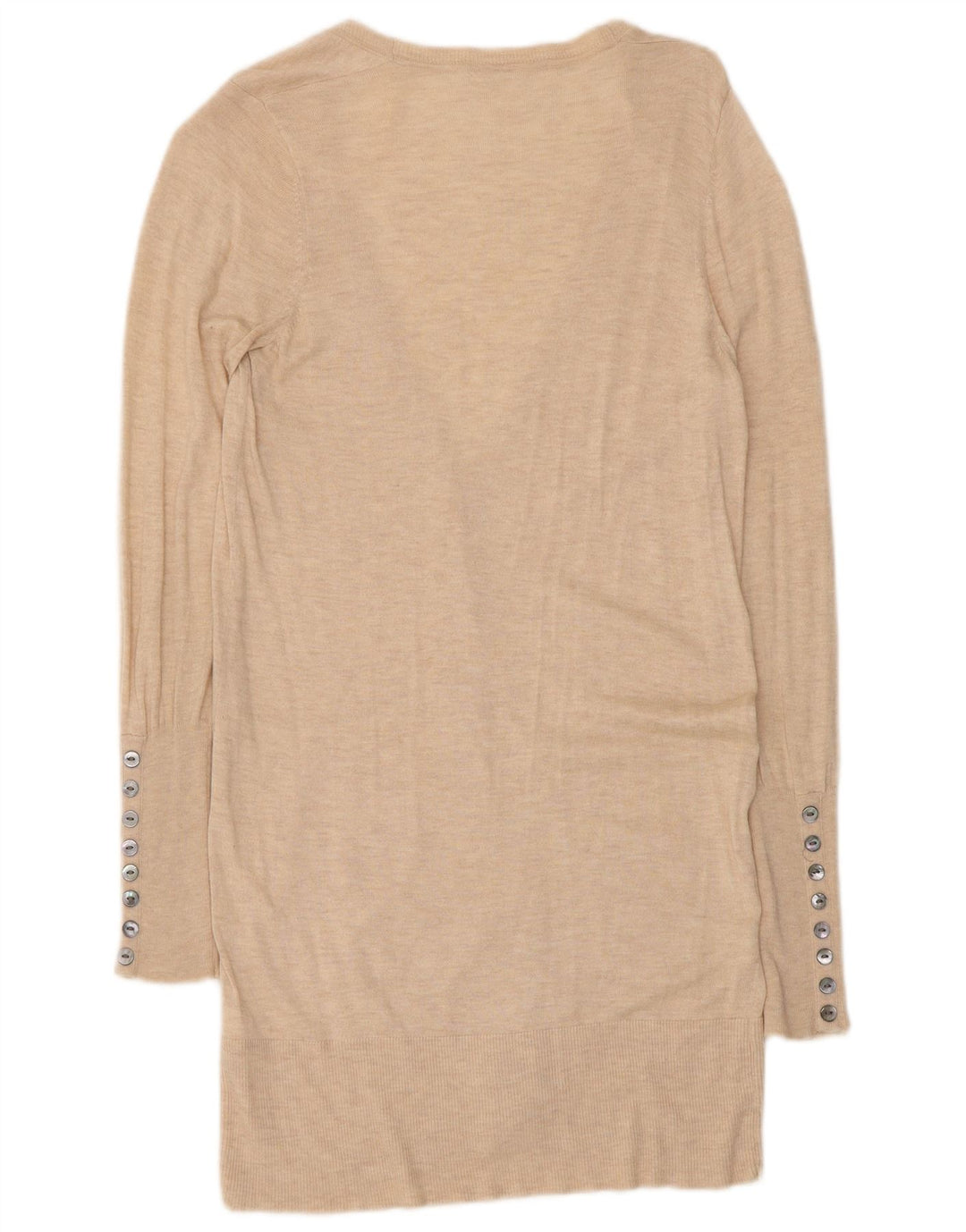 Maglione cardigan lungo da donna Marks & Spencer UK 12 Beige medio screziato