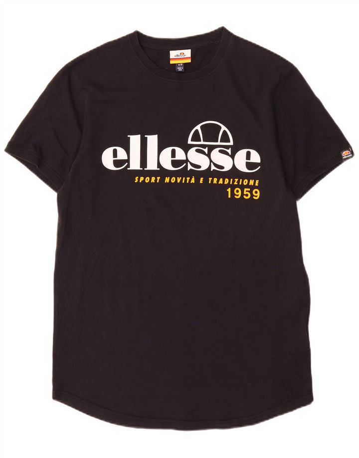 T-shirt grafica da uomo Ellesse Top in cotone nero medio