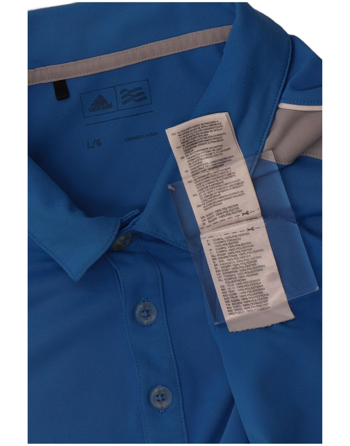Polo Adidas da uomo grande in poliestere color block blu