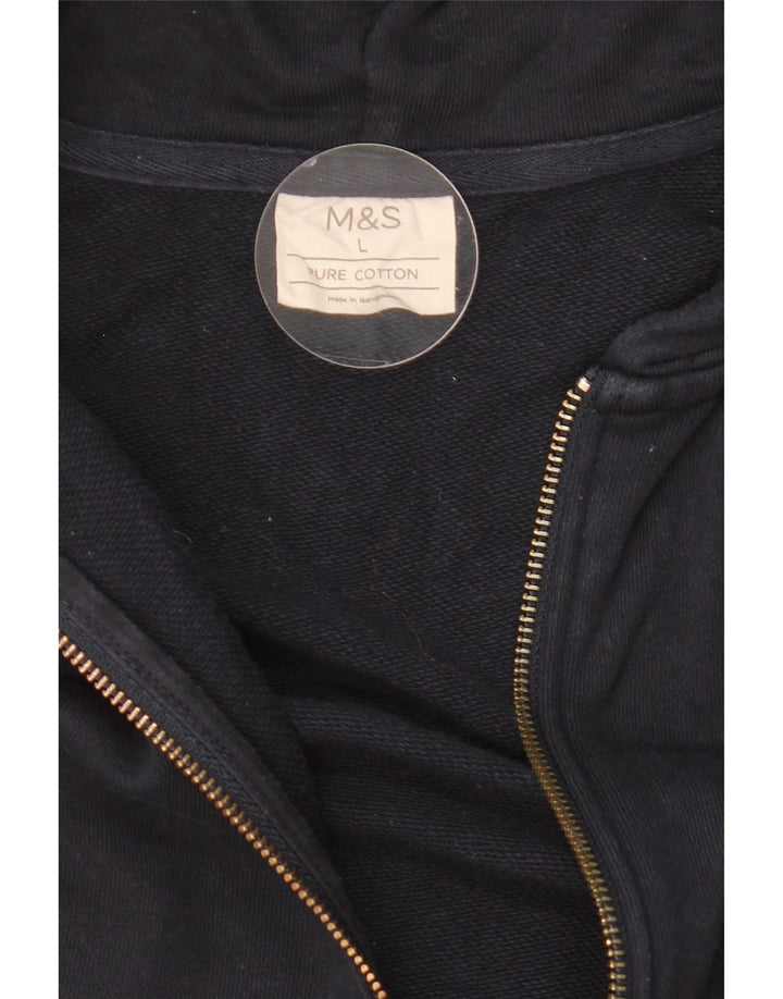 MARKS & SPENCER Maglione con cappuccio e zip da uomo grande in cotone blu navy