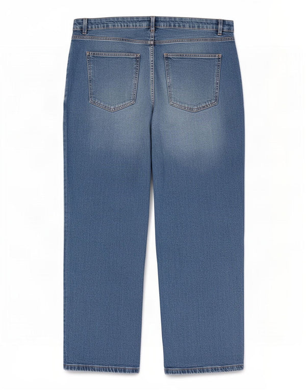 Jeans a gamba larga da donna Marks & Spencer UK 20 2XL W40 L28 Cotone blu