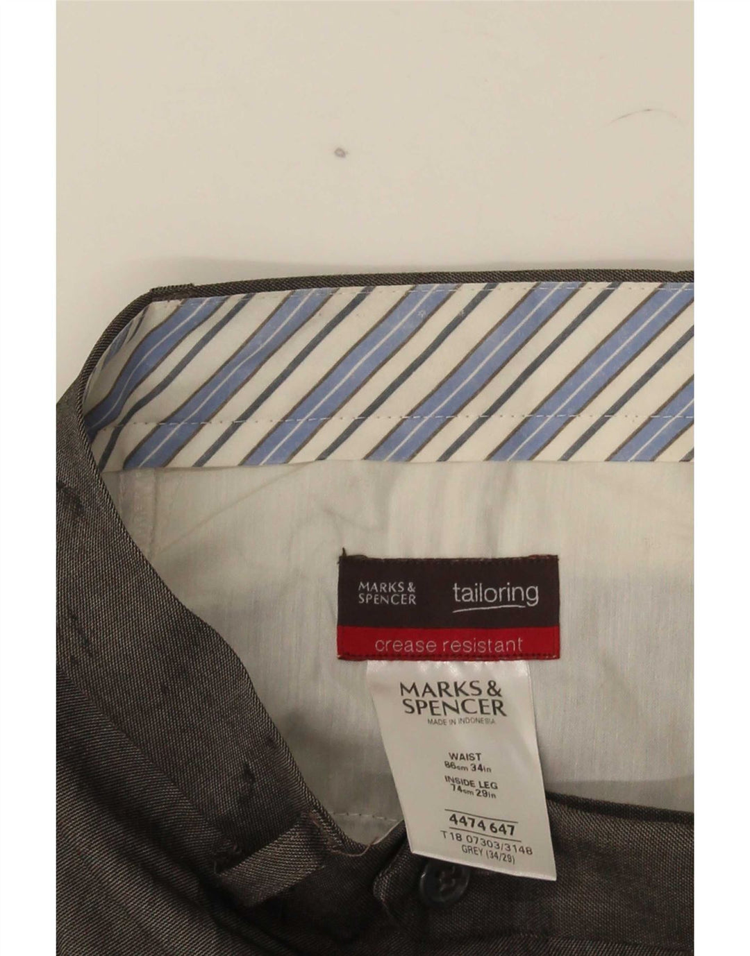 Pantaloni da abito dritti da uomo Marks & Spencer W34 L29 poliestere grigio