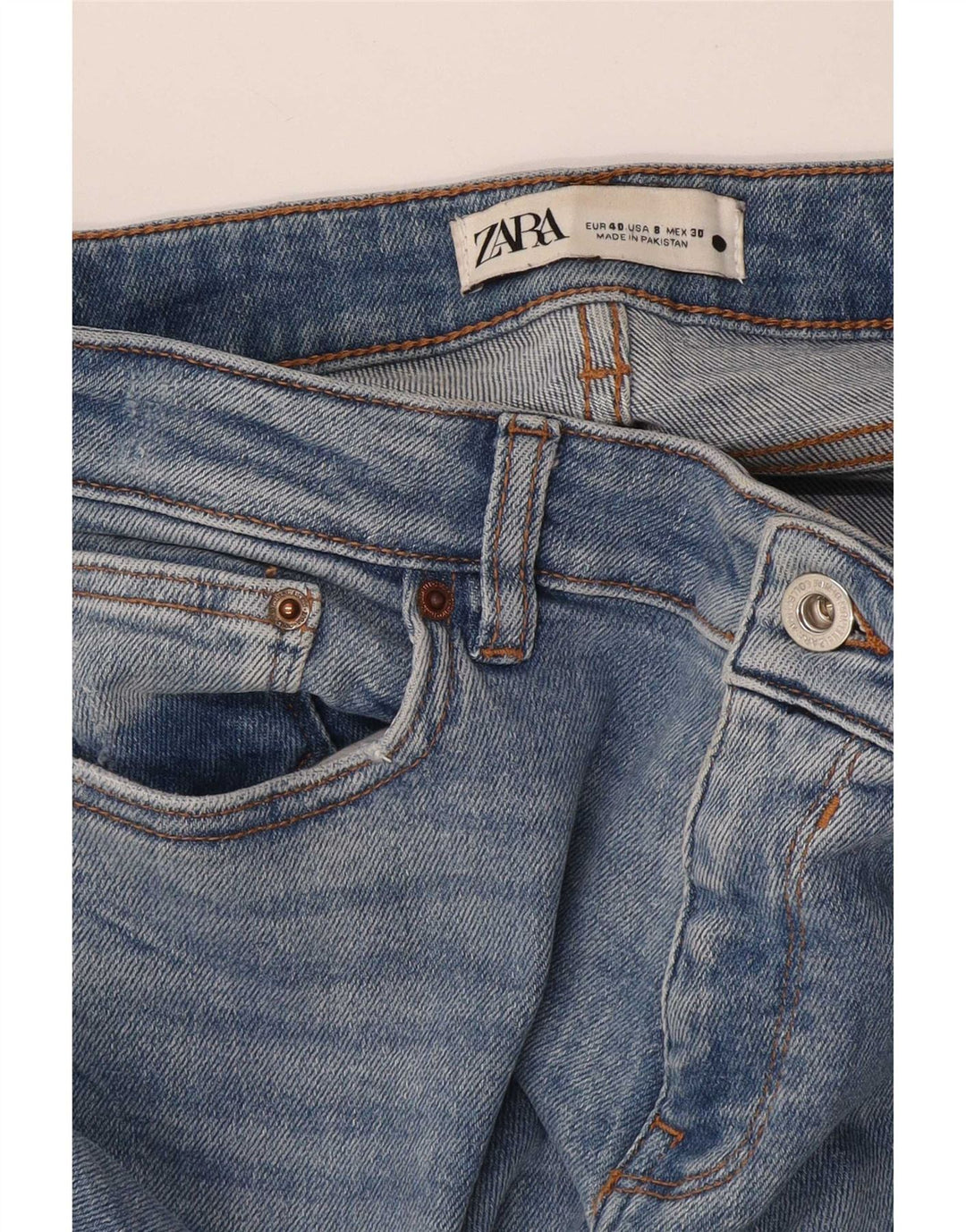 Jeans skinny effetto invecchiato Zara da donna EU 40 medio W30 L28 blu