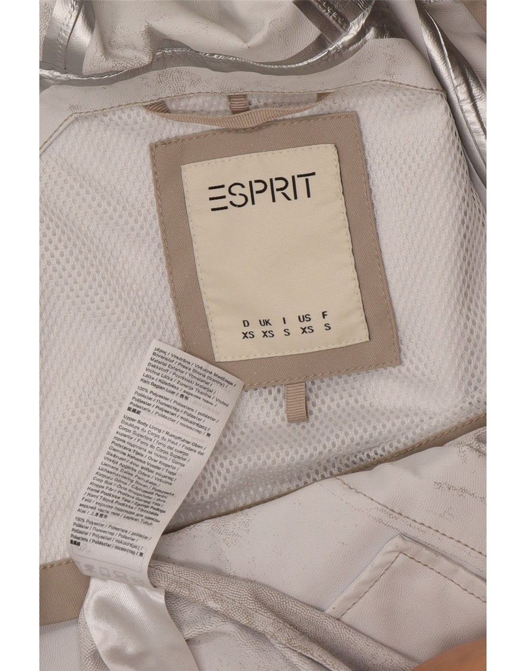 Impermeabile oversize con cappuccio da donna Esprit UK 6 XS Poliestere beige