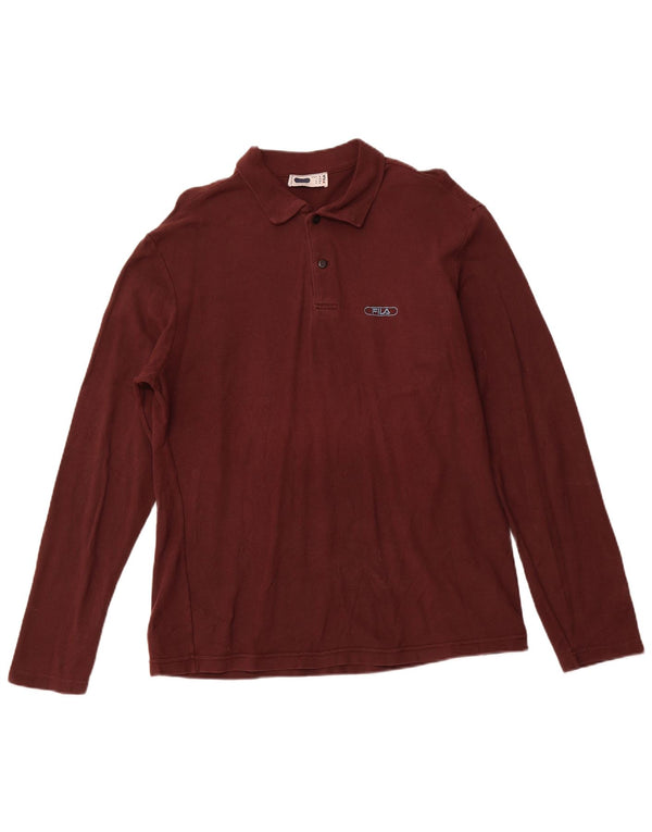 Polo da uomo a maniche lunghe Fila Bordeaux medio