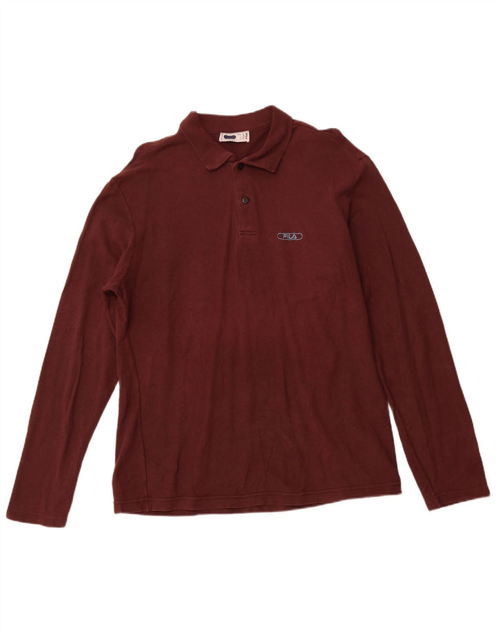 Polo da uomo a maniche lunghe Fila Bordeaux medio