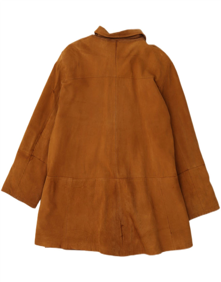 Cappotto in pelle oversize da donna vintage UK 20 2XL Pelle marrone