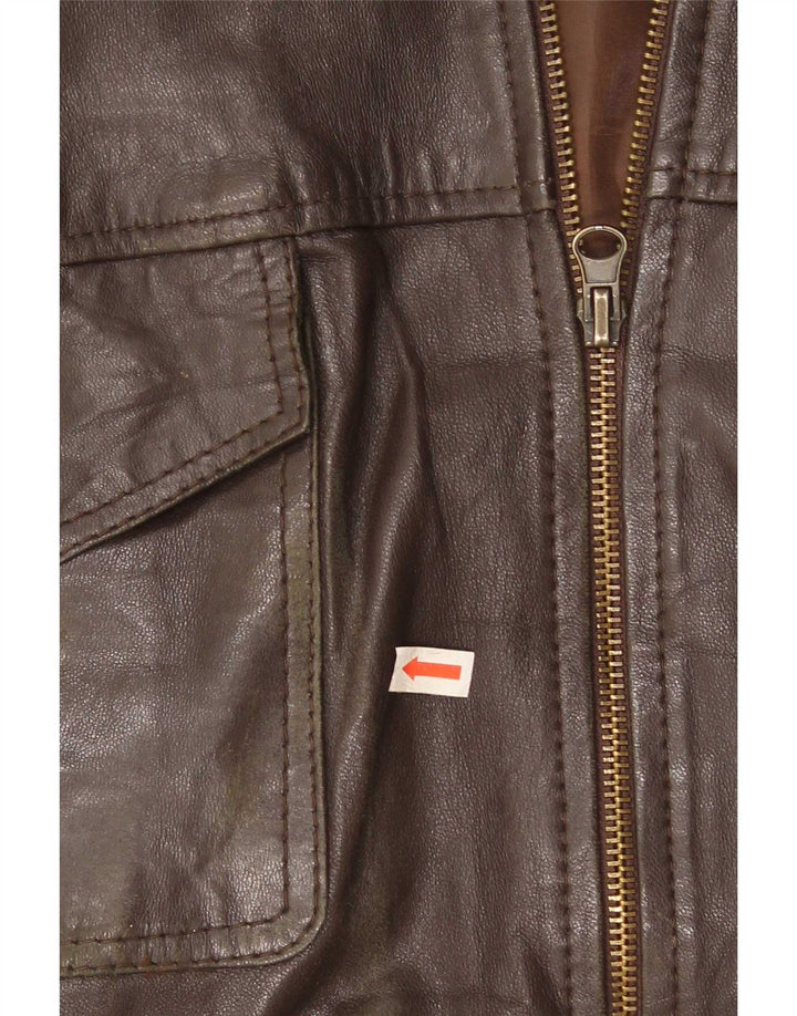 Giacca in pelle vintage da uomo UK 42 XL Marrone