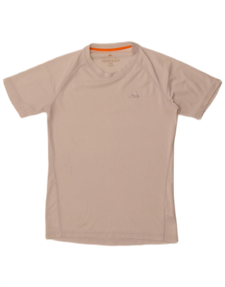 T-shirt Adidas Climalite da uomo piccola in poliestere bianco