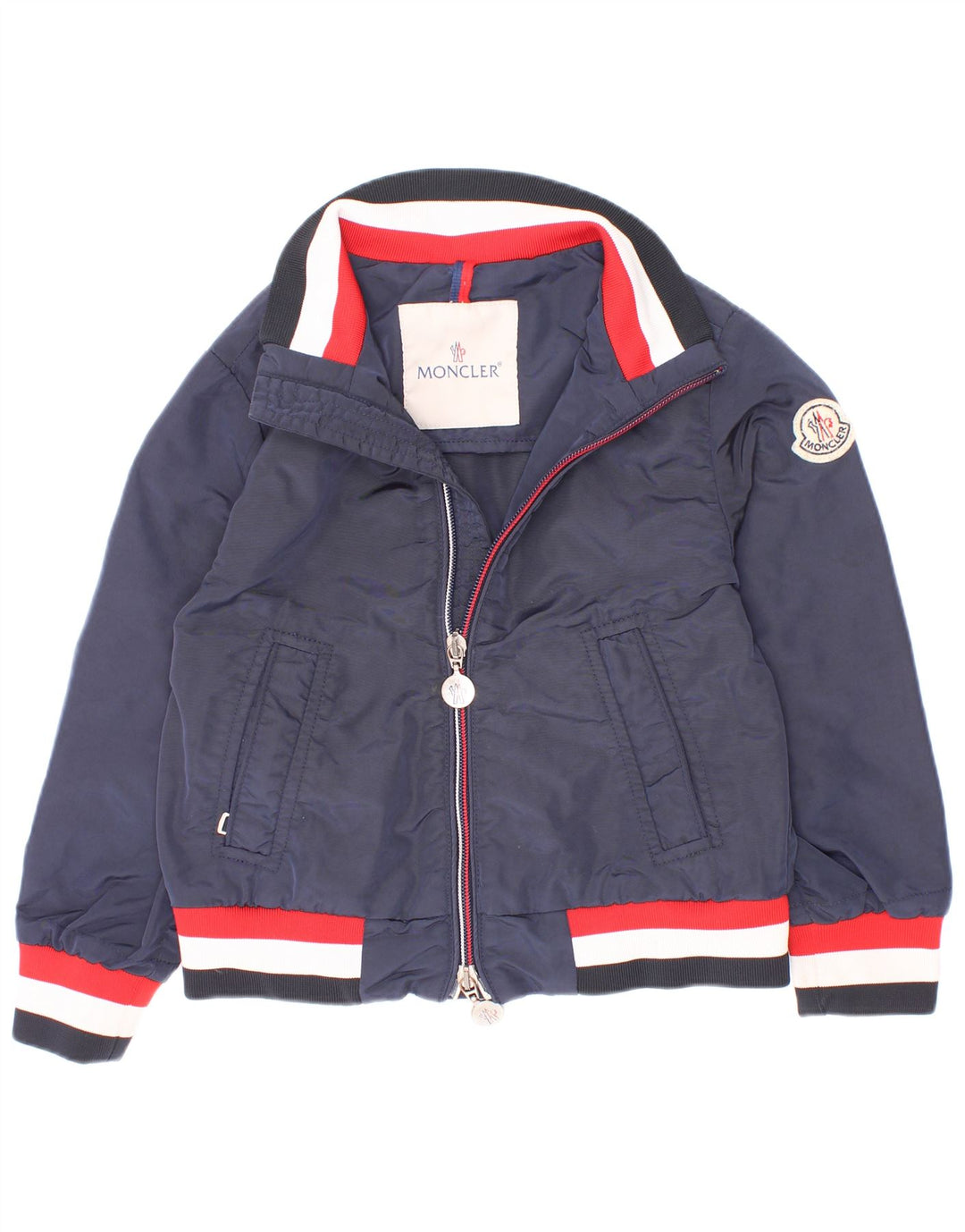 Moncler Ragazzi Bomber Giubbotto 3-4 Anni Blu Navy Colorblock Poliammide