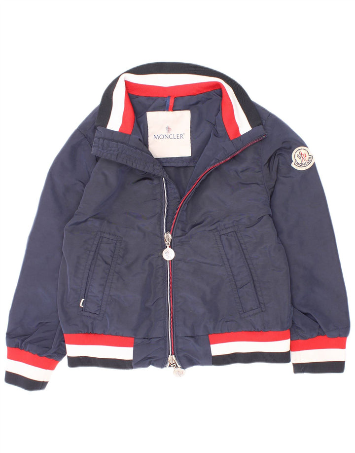 Moncler Ragazzi Bomber Giubbotto 3-4 Anni Blu Navy Colorblock Poliammide