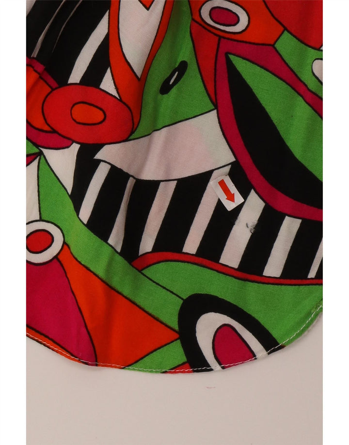 Camicetta camicia da donna con motivo astratto VINTAGE UK 14 media multicolore
