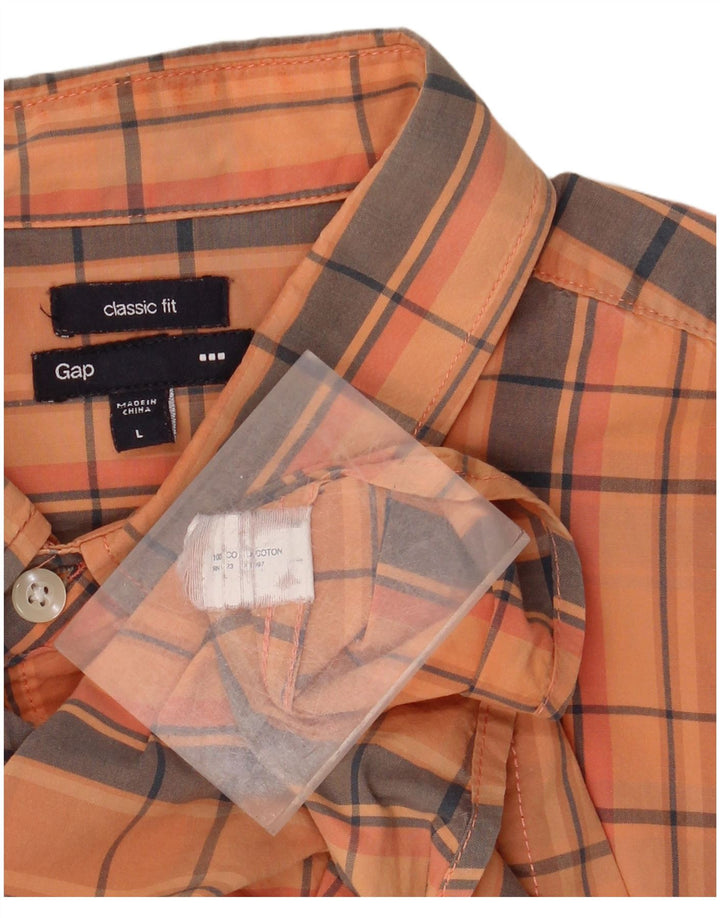 GAP Camicia da uomo a maniche corte vestibilità classica in cotone a quadri arancioni grandi