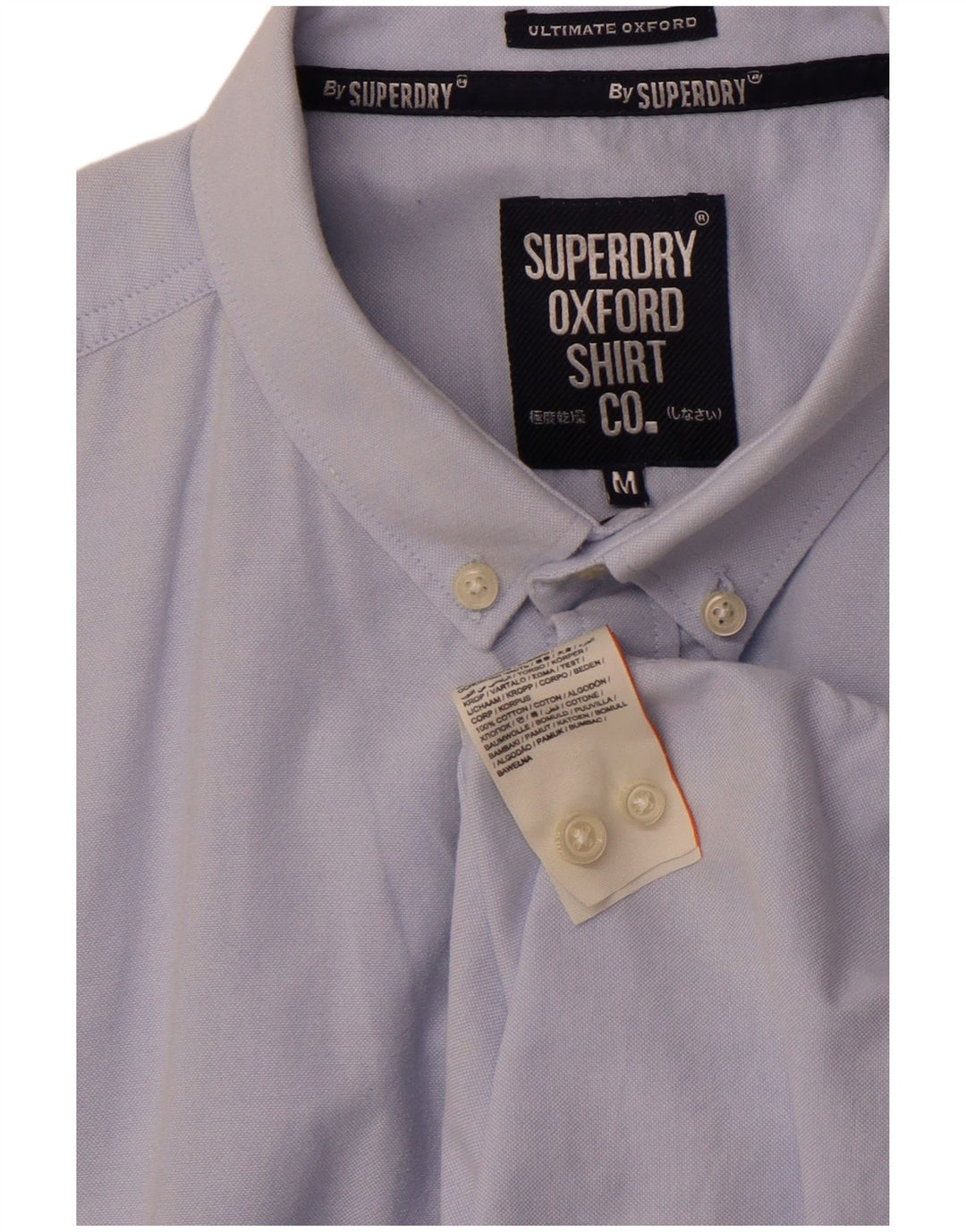 Camicia da uomo a maniche corte SUPERDRY in cotone blu medio