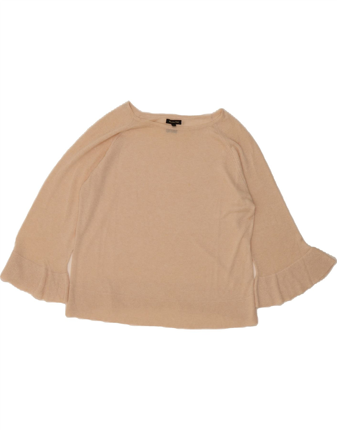 MASSIMO DUTTI Womens Boat Neck Jumper Sweater UK 14 Medium Beige Vintage Massimo Dutti and Second-Hand Massimo Dutti from Messina Hembry 
