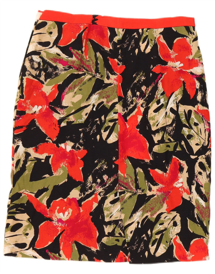 Gonna a tubino vintage da donna W28 media nera floreale