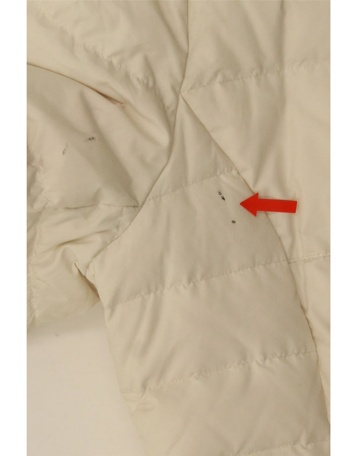 Cappotto imbottito con cappuccio da donna VINTAGE UK 14 Poliestere bianco sporco medio