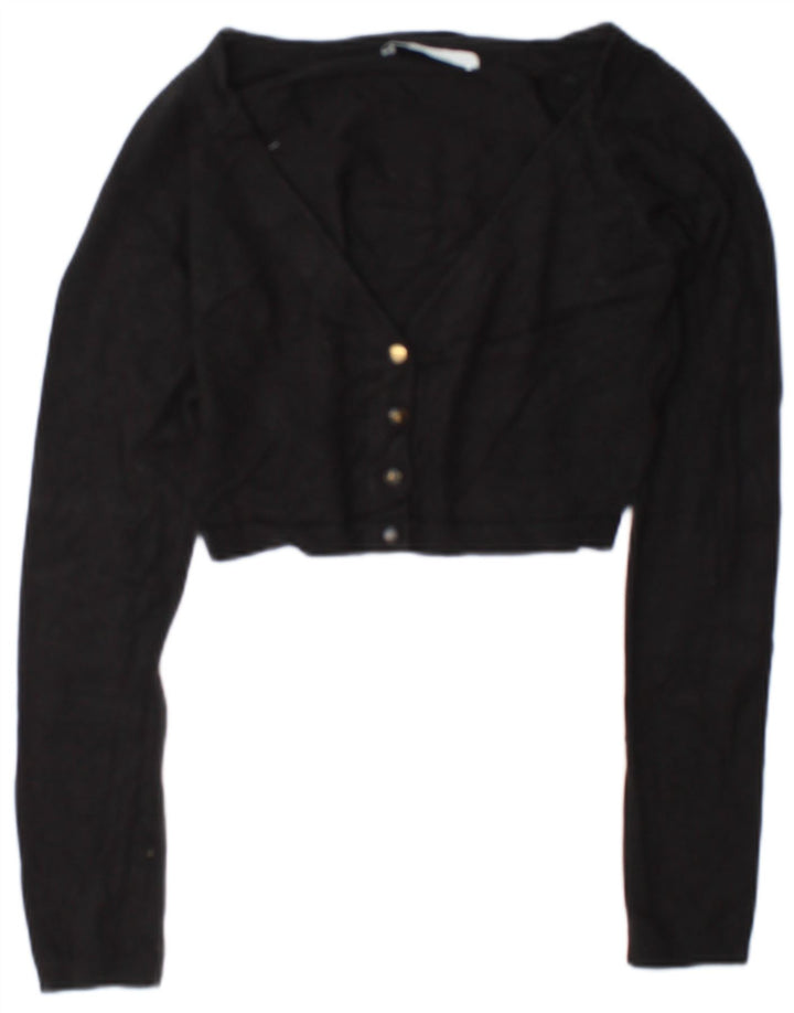 Maglione cardigan corto da donna Zara UK 12 viscosa nera media