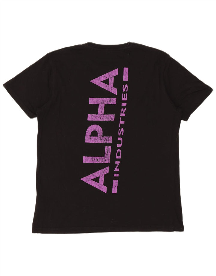T-shirt grafica da uomo Alpha Industries Top grande in cotone nero