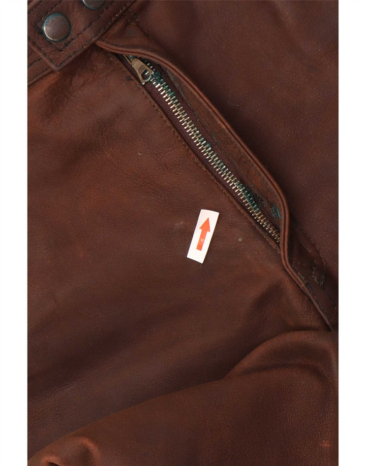 Pantaloni dritti in pelle da uomo American Eagle W36 L32 Marrone