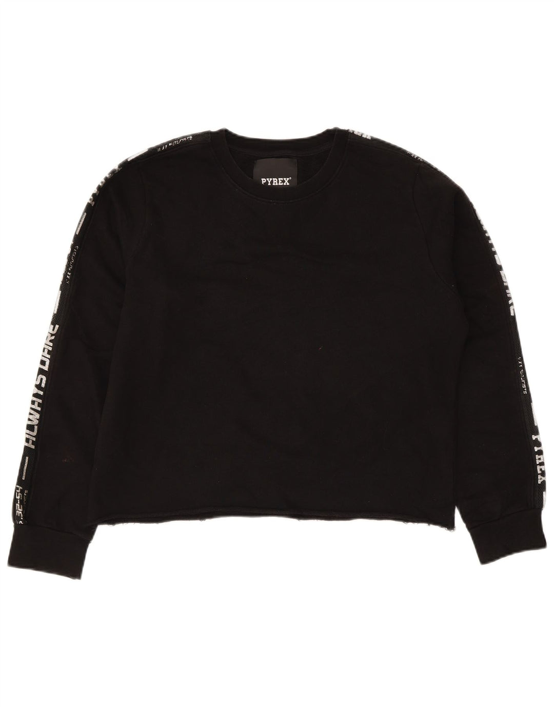 PYREX Felpa con grafica corta da donna UK 16 Grande cotone nero