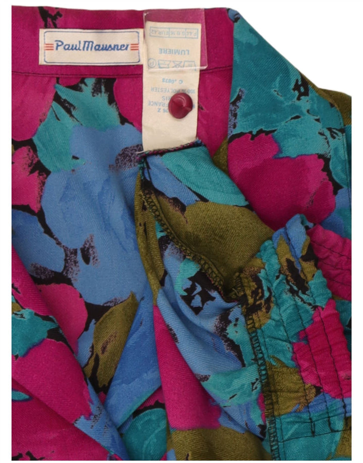 Camicetta camicia vintage da donna UK 16 Grande poliestere floreale multicolore