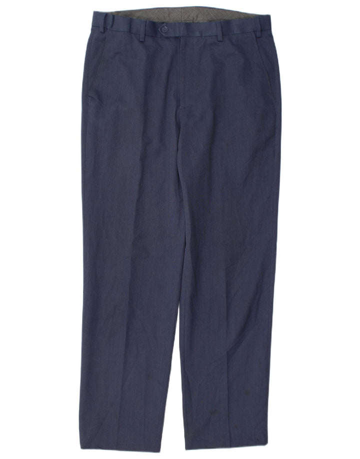 Pantaloni da abito vestibilità regolare Marks & Spencer da uomo W34 L31 poliestere blu navy