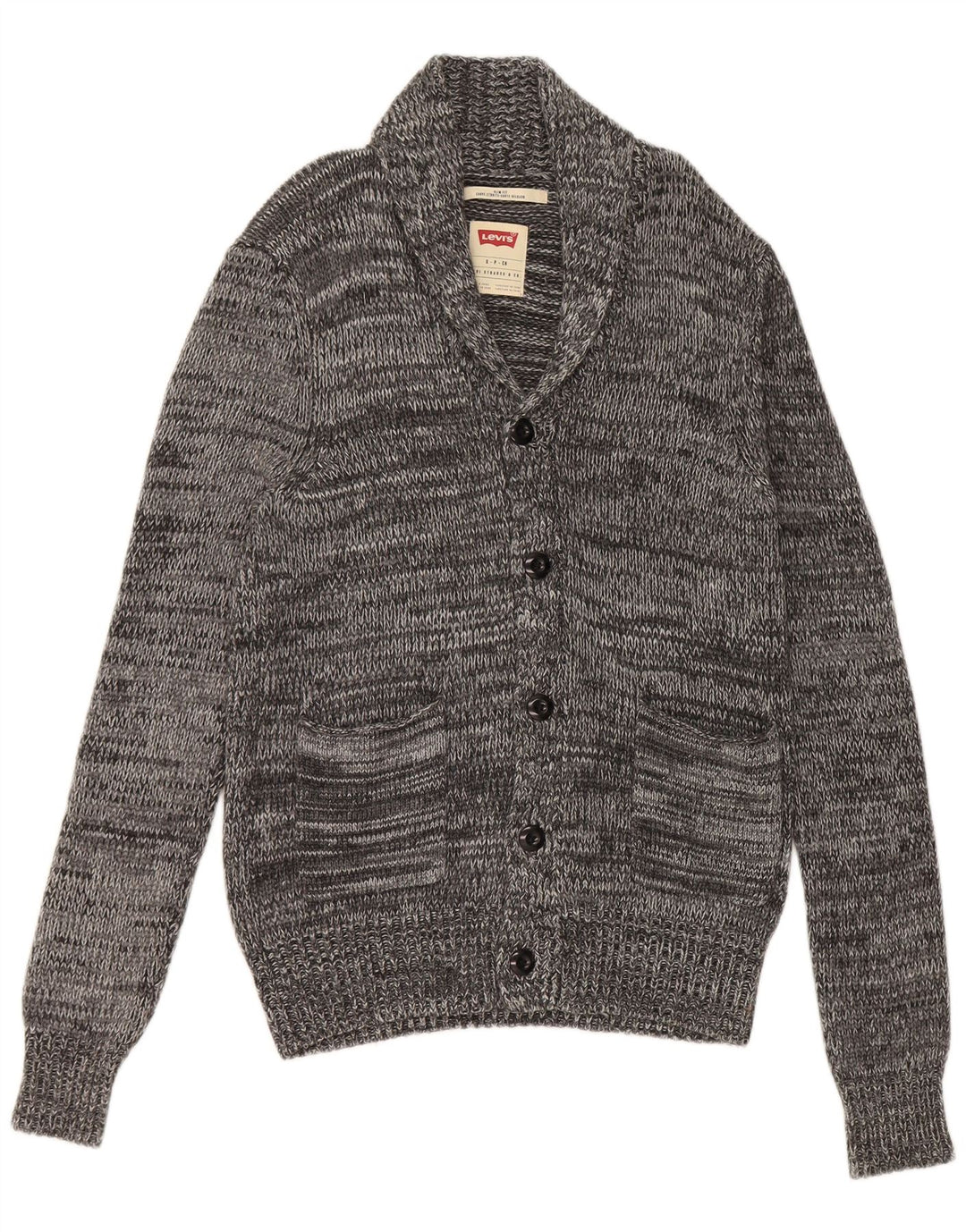 Maglione cardigan slim fit da uomo Levi's in viscosa chiazzata grigia piccola