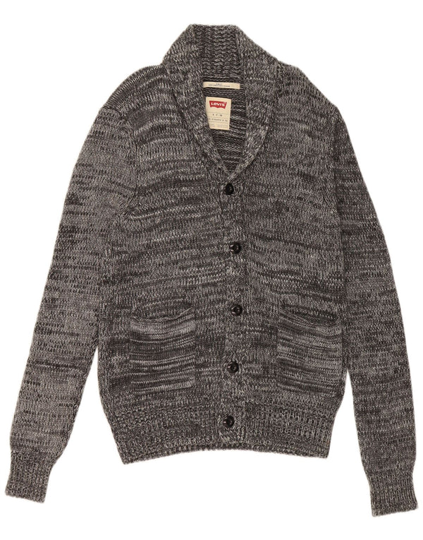 Maglione cardigan slim fit da uomo Levi's in viscosa chiazzata grigia piccola