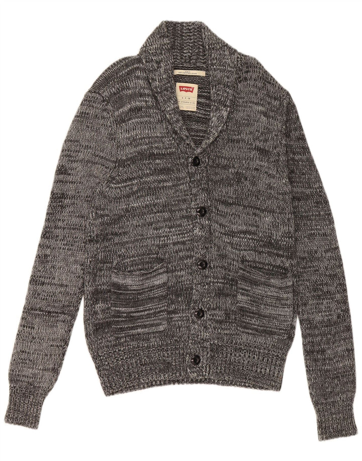 Maglione cardigan slim fit da uomo Levi's in viscosa chiazzata grigia piccola