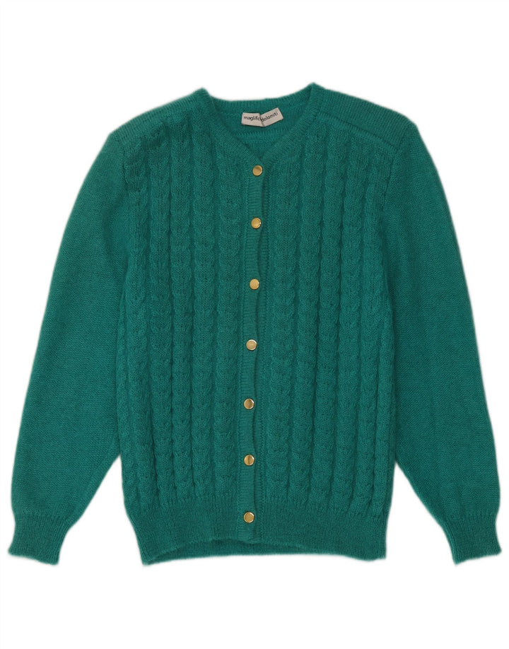 Maglione cardigan da donna vintage IT 44 Mohair verde medio