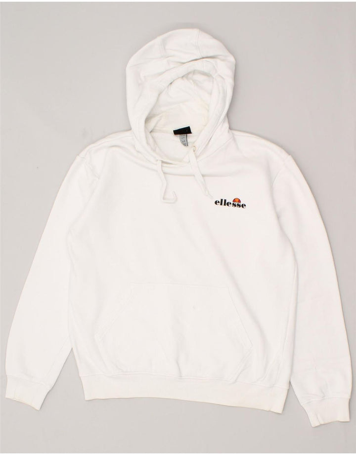 ELLESSE Womens Hoodie Jumper UK 12 Medium White Cotton Vintage Ellesse and Second-Hand Ellesse from Messina Hembry 