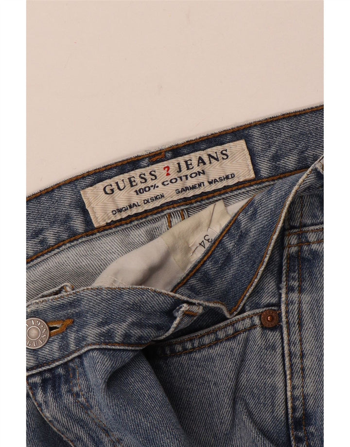 Jeans dritti invecchiati Guess da uomo W34 L31 Blu