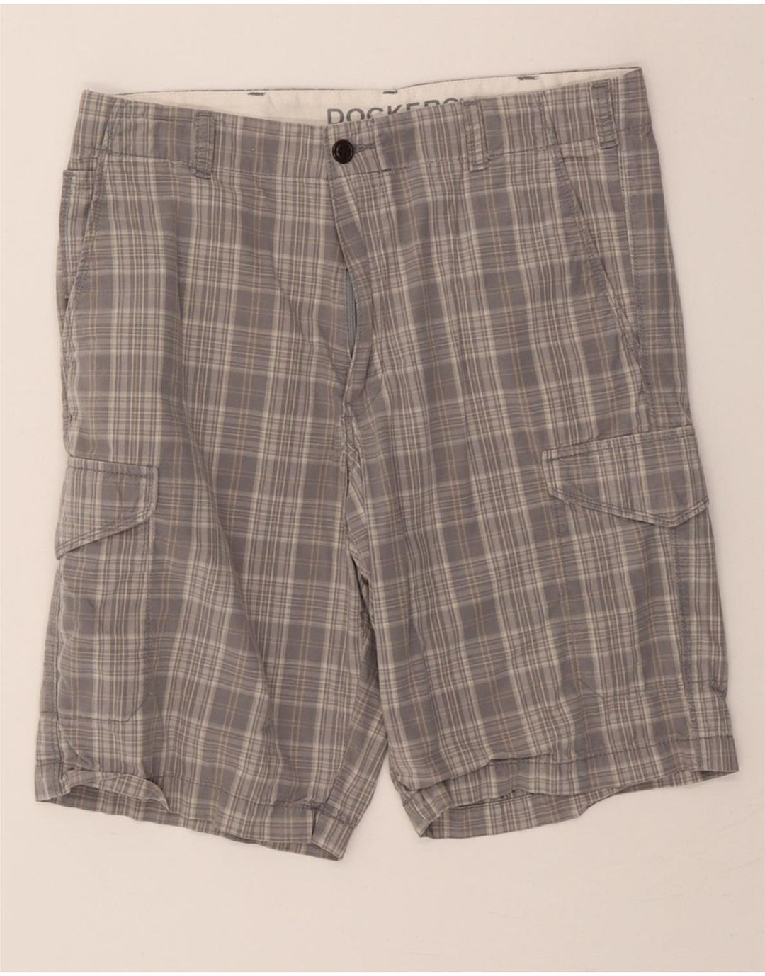 DOCKERS Mens Cargo Shorts W32 Medium Grey Check Cotton Vintage Dockers and Second-Hand Dockers from Messina Hembry 