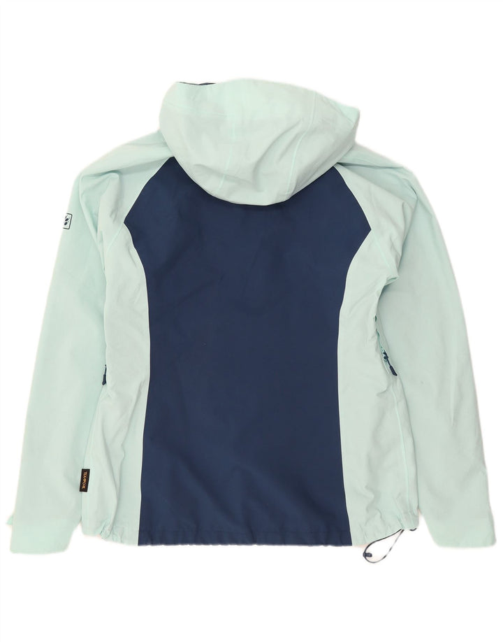 Giacca antipioggia con cappuccio da donna Jack Wolfskin UK 10/12 Colorblock blu medio