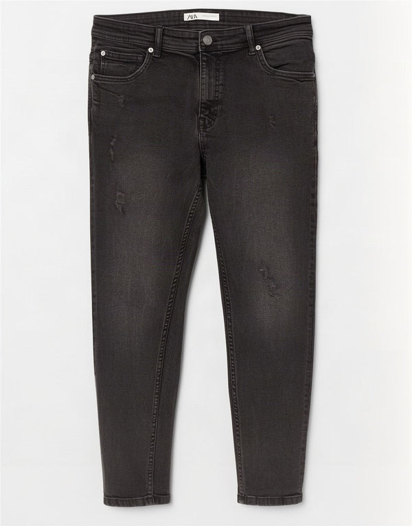 Jeans skinny effetto invecchiato da uomo Zara EU 44 Large W34 L26 neri
