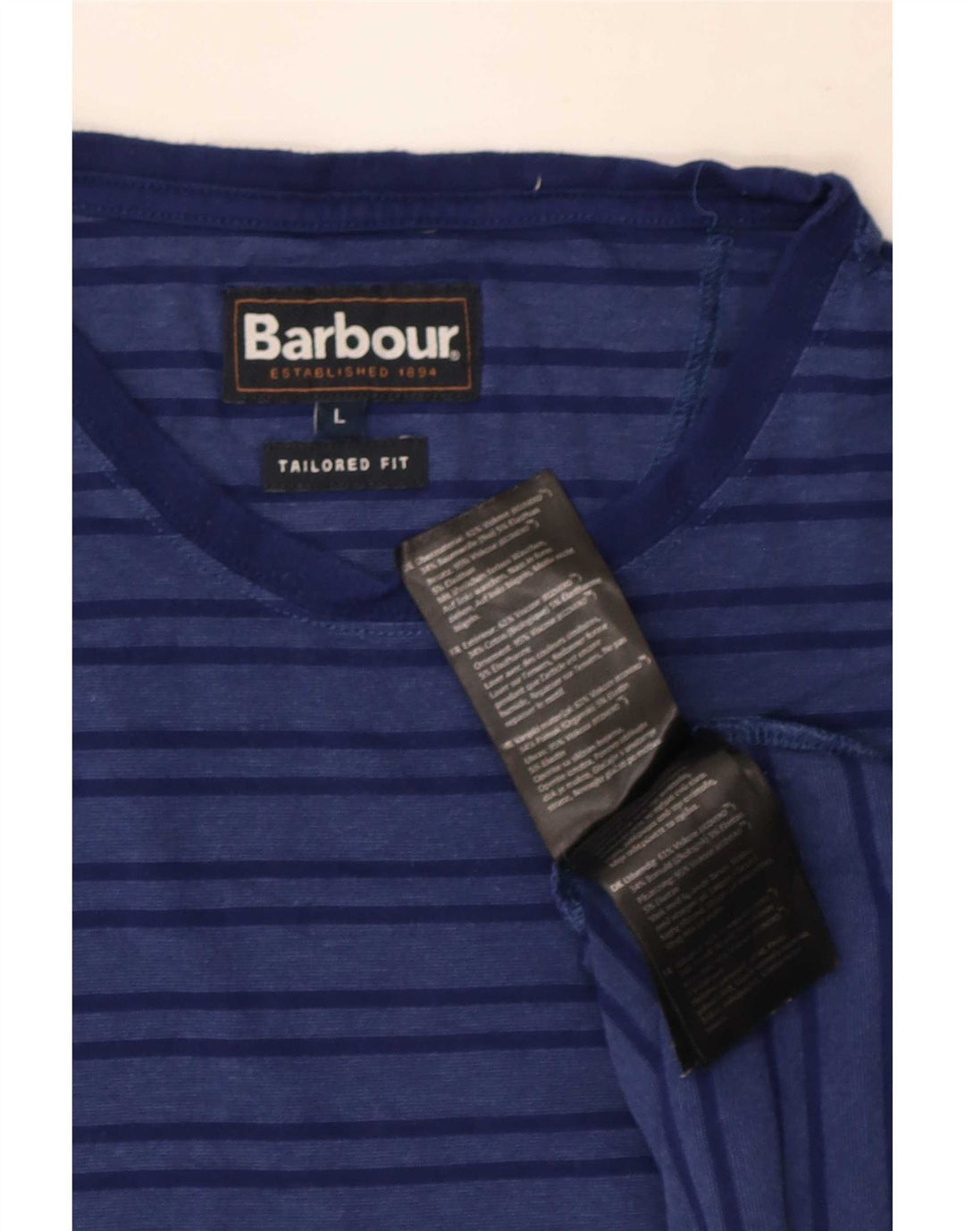 T-shirt Barbour da uomo su misura, top grande in viscosa a righe blu