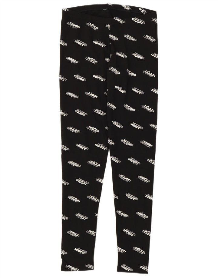 Leggings grafici da donna Adidas UK 8/10 Piccolo cotone maculato nero