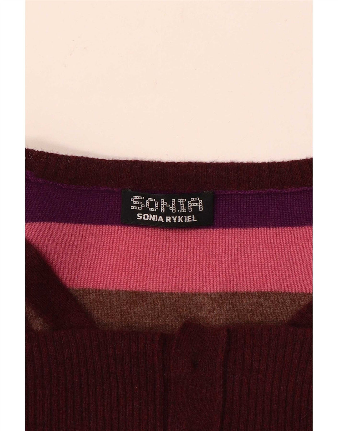 Maglione cardigan da donna Sonia Rykiel UK 10 piccolo a righe multicolore