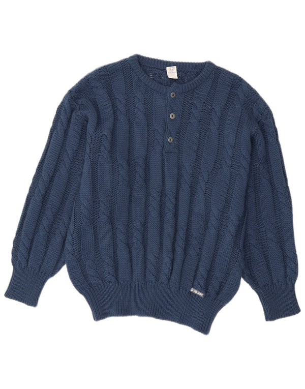 Maglione da uomo Colmar con bottoni e collo in lana blu navy medio