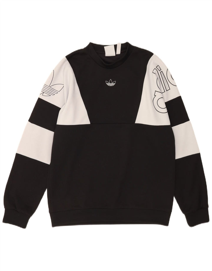 Felpa grafica da uomo Adidas, maglione, colore nero medio, in poliestere a blocchi di colore