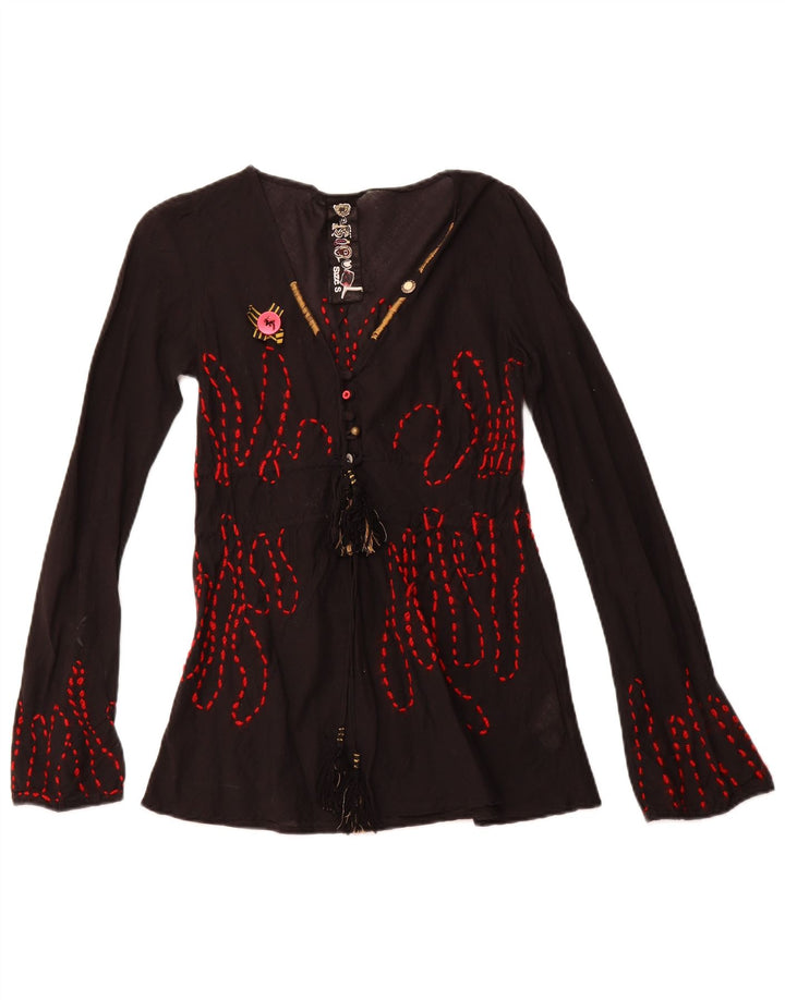DESIGUAL Camicetta a maniche lunghe con grafica da donna Top UK 10 Small Cotone nero