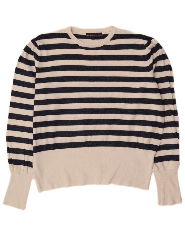 Maglione maglione girocollo da donna Marks & Spencer UK 16 grandi righe nere