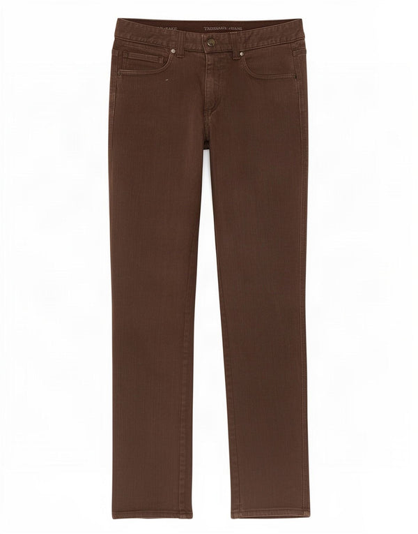 Pantaloni Casual Dritti Uomo Trussardi W30 L34 Cotone Marrone